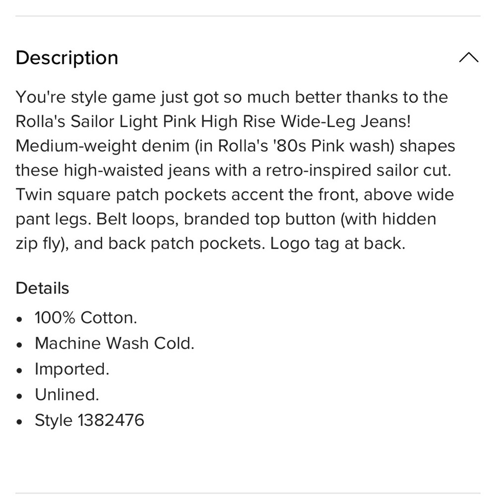 Rolla’s Sailor Pink High Rise Wide-Leg Jeans 24 - Picture 4 of 10